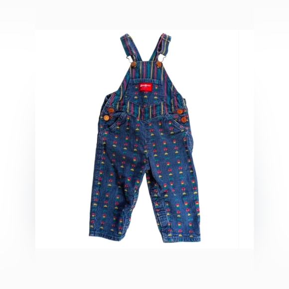 Vintage Osh Kosh Size 24 months Embroidered Cars Traffic Stripes Overalls - Picture 6 of 6